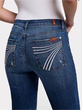 7 For All Mankind Dojo "Flip Flop" Wide Leg Flare Jeans Size 27 Embroidered